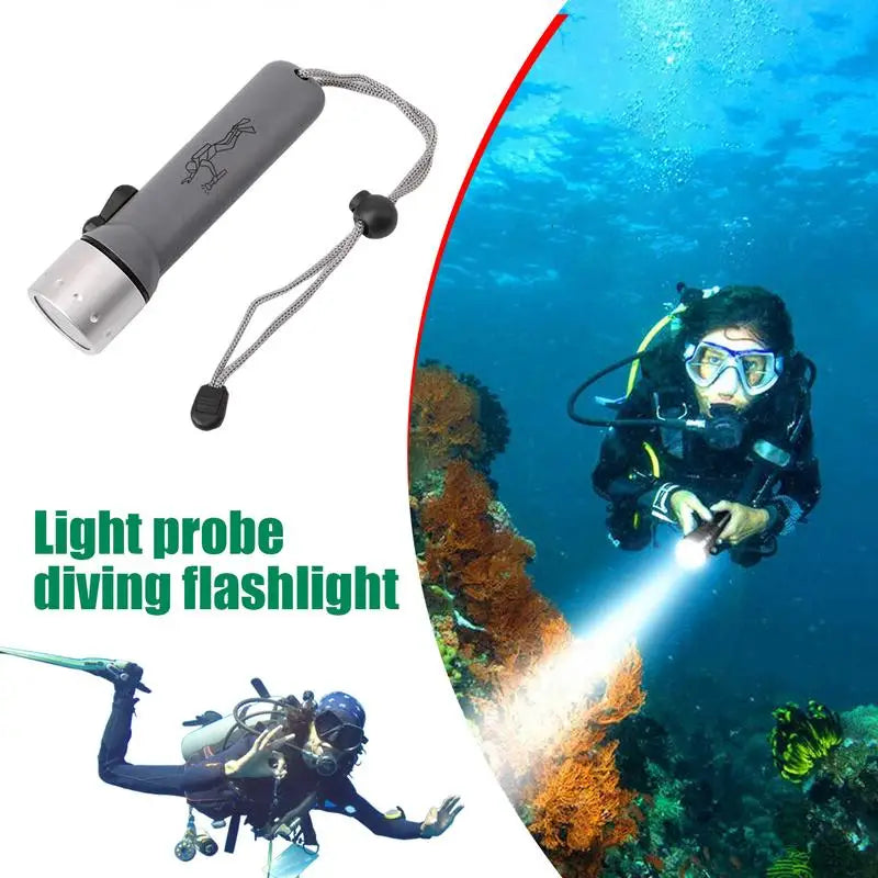Underwater Flashlight Submarine Lights Batteried Dive Torch Snorkeling Light Underwater TPC-7 Waterproof LED Submersible Safety