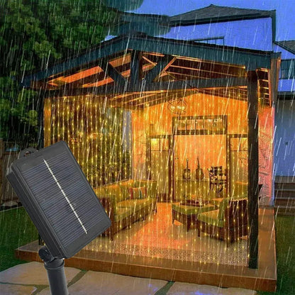 6X3M 3X3M Solar Curtain Light Outdoor Led Icicle Light 8 Modes Waterfall Christmas Fairy String Light for Garden Patio Decor