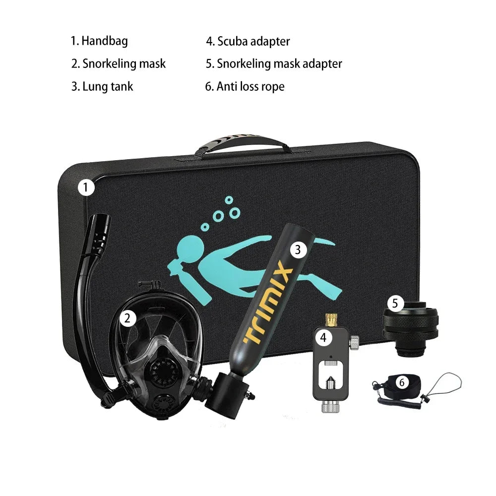 Trimix Lung Tank with Snorkeling Mask 0.5L Diving Equipment 0.5L mini diving scuba tank portable lung tank for diving