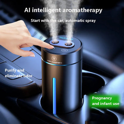 Vehicle Humidifier H2O Ultrasonic Spray 200ML Smart Work Usb 1500mah Wireless Perfume Aroma Diffuser Visable Dual Humidification