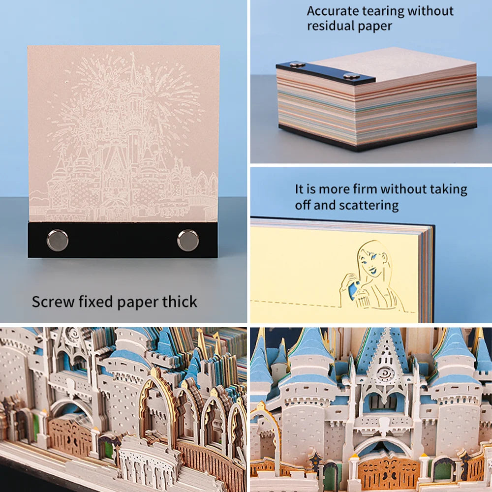 Omoshiroi 3D Note Design Castle Fairy Tale Memo Pad 3D Sticky Notes Princess Scrapbooking Kawaii Accessories Party Favors Gift