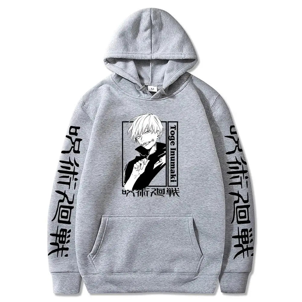 Anime Jujutsu Kaisen Hoodies Men Fashion Winter Casual Oversized Hip Hop Pullovers Harajuku Cartoon Inumaki Toge Sweatshirt Top