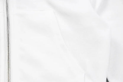 ALLNeon Y2K Aesthetic Vintage Basic Zip Up White Cropped Hoodies 2000s Fashion Big Pockets Front Hooded Long Sleeve Sweats Cute