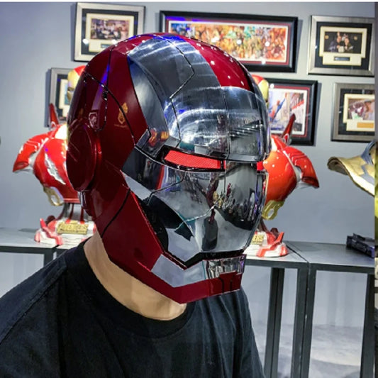 2024 New 1:1 Marvel Iron Man Mk5 Electric Helmet Multi-piece Opening And Closing Helmet Voice Control Eyes Model Adult Toy Gifts