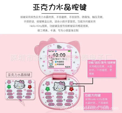 2023 New Kawaii Sanrioed Hello Kitty Flip Phone Cartoon Cute Little friends Taiml Mini Phone For Kids Toys For  friends Gifts
