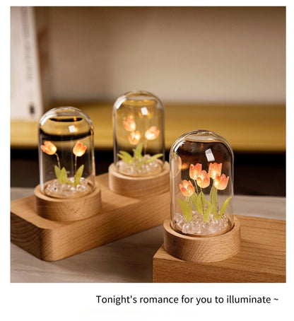 Tulip Night Light Tulip Flower Table Lamp DIY Simulation Tulip LED Night Light Handmade Bedside Light Christmas New Year Gift