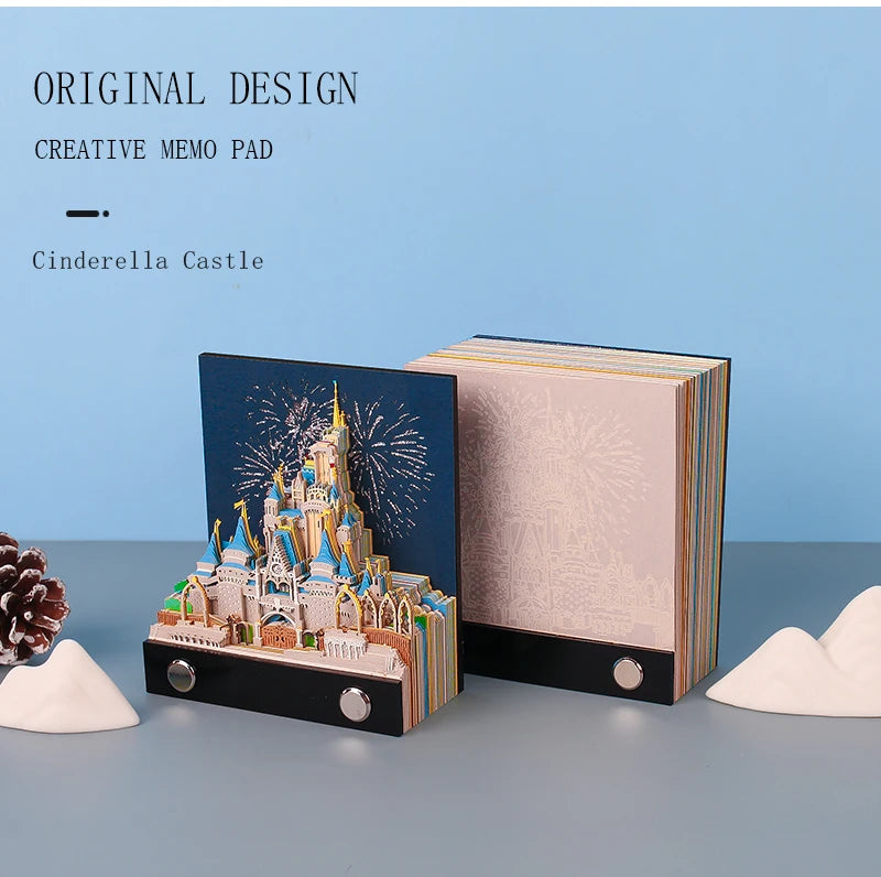 Omoshiroi 3D Note Design Castle Fairy Tale Memo Pad 3D Sticky Notes Princess Scrapbooking Kawaii Accessories Party Favors Gift