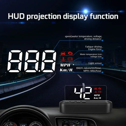 Smart Head Up Display OBD2 GPS Digital Speedometer Direction System Tachometer Projector Water Temp Voltage Turbo Security Alarm