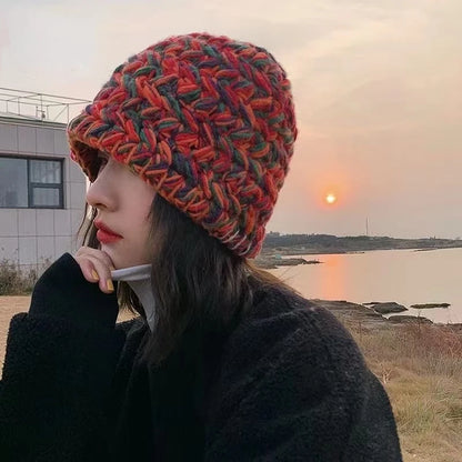 2022 New Korean-Japanese Hand Buckle Crochet Bucket Hat Spring and Autumn Winter Sun Hat Female Cherry Designer Bob Basin Hat