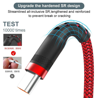 Usb C Super Fast Charge Cable for Huawei 8M 5M 3M 2M 1M 6A Usb Type-C Equipment Cable for Samsung Xiaomi Oppo Oneplus Vr Camera
