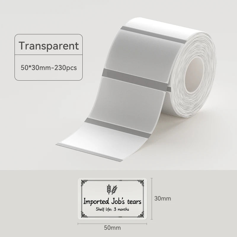 Thermal Transparent Label Sticker for NiiMbot B1/B21/B3S/B31 Printer Anti-Oil Waterproof Tear-Resistant Label Paper