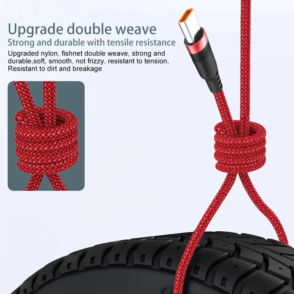 Usb C Super Fast Charge Cable for Huawei 8M 5M 3M 2M 1M 6A Usb Type-C Equipment Cable for Samsung Xiaomi Oppo Oneplus Vr Camera