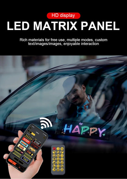 USB LED Matrix Pixel Panel With App Control 5V Flexible Scrolling Bright Advertising LED Signs RGB Pattern Car Animation Display