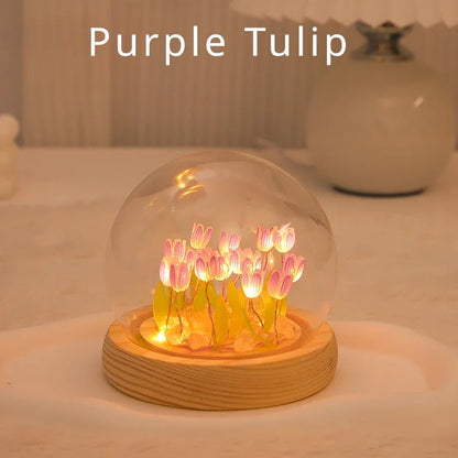 Tulip Night Light Tulip Flower Table Lamp DIY Simulation Tulip LED Night Light Handmade Bedside Light Christmas New Year Gift