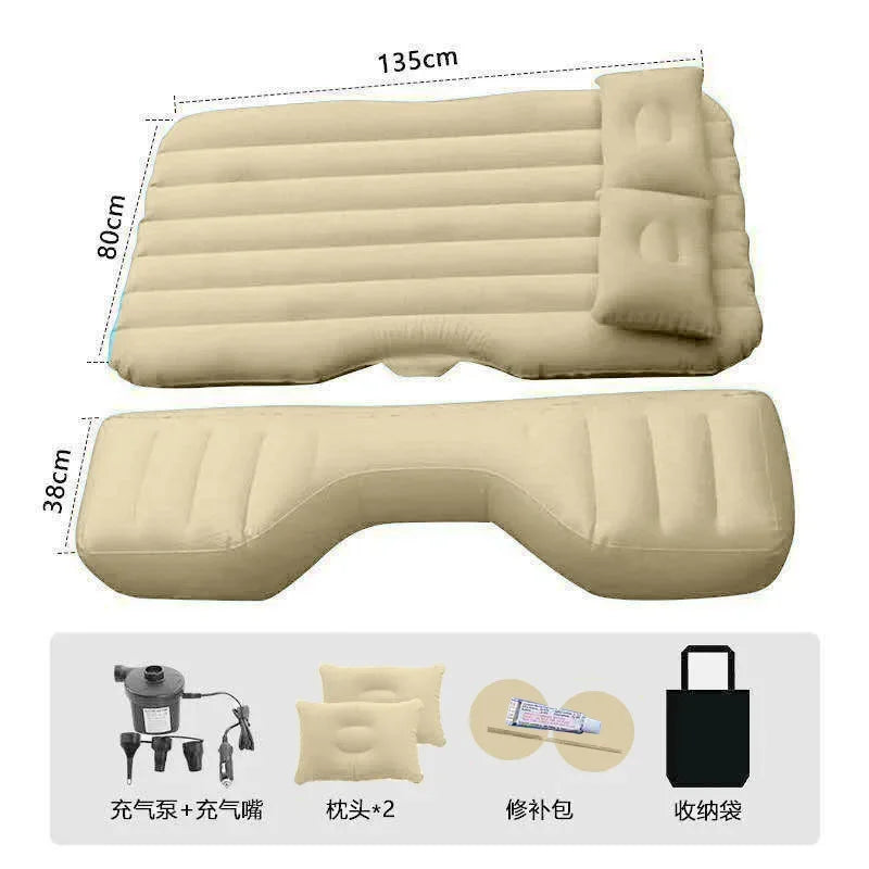 Ultra-soft Flocking Environmental Fabric Car Inflatable Bed Air Cushion Bed Portable Car Travel Bed For Most Small Car