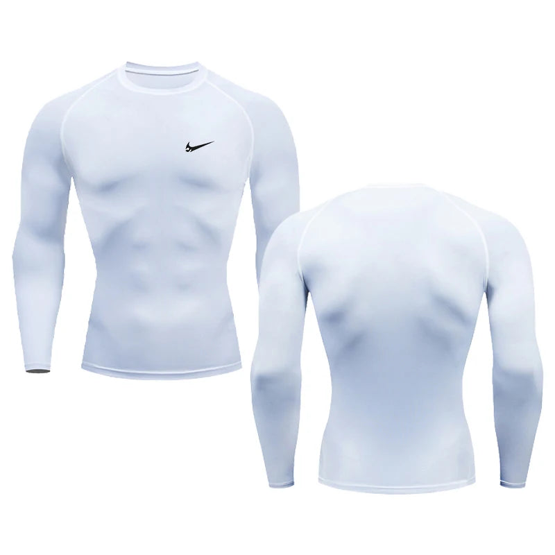 2024 Summer Creative Graphics Men's Running compression gym Long sleeve tight exercise T-shirt Fitness jogging tracksuit