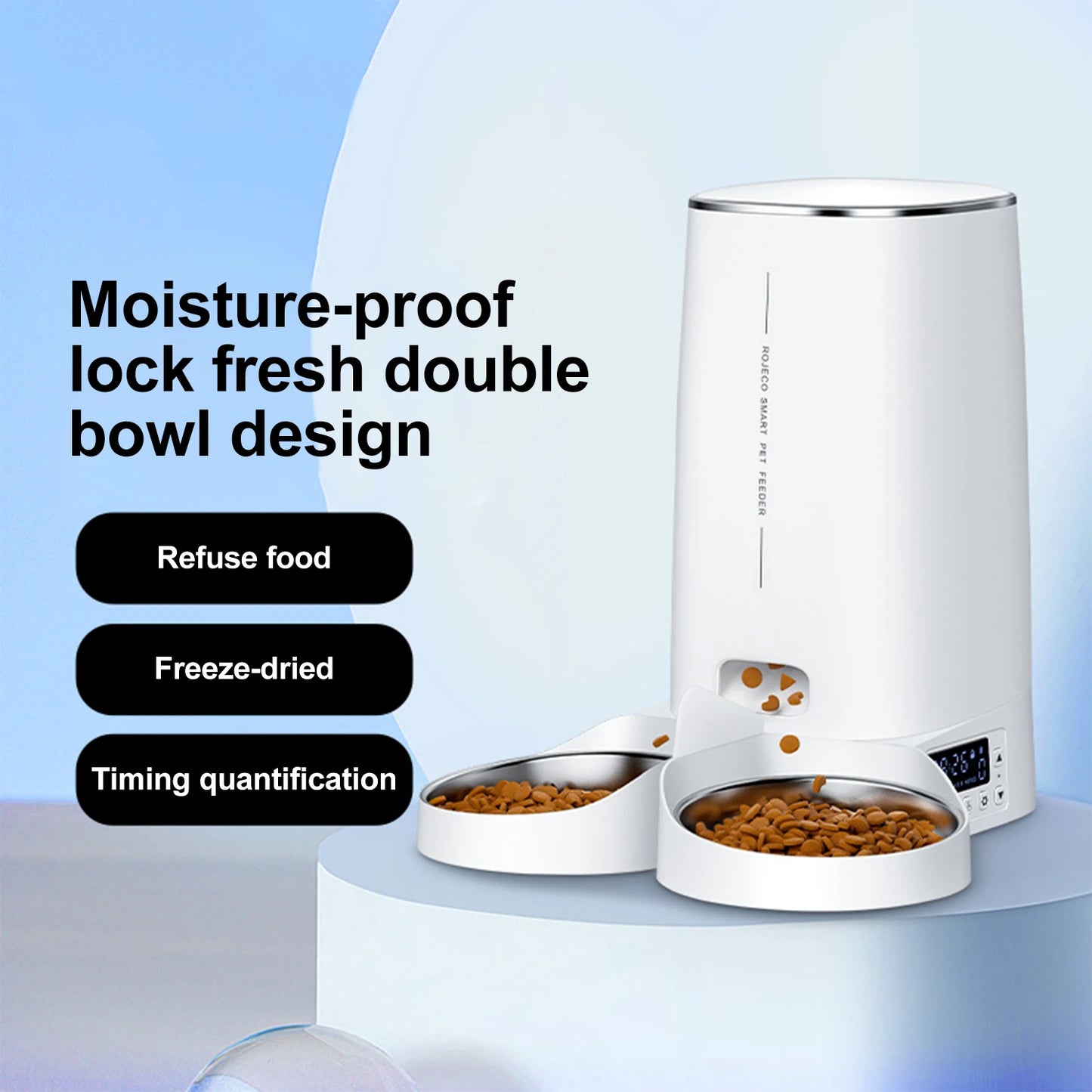 4L Automatic Smart Pet Feeder for Cats & Dogs Single/Dual Bowls Optional Stainless Steel Bowl Key/Wifi App Control
