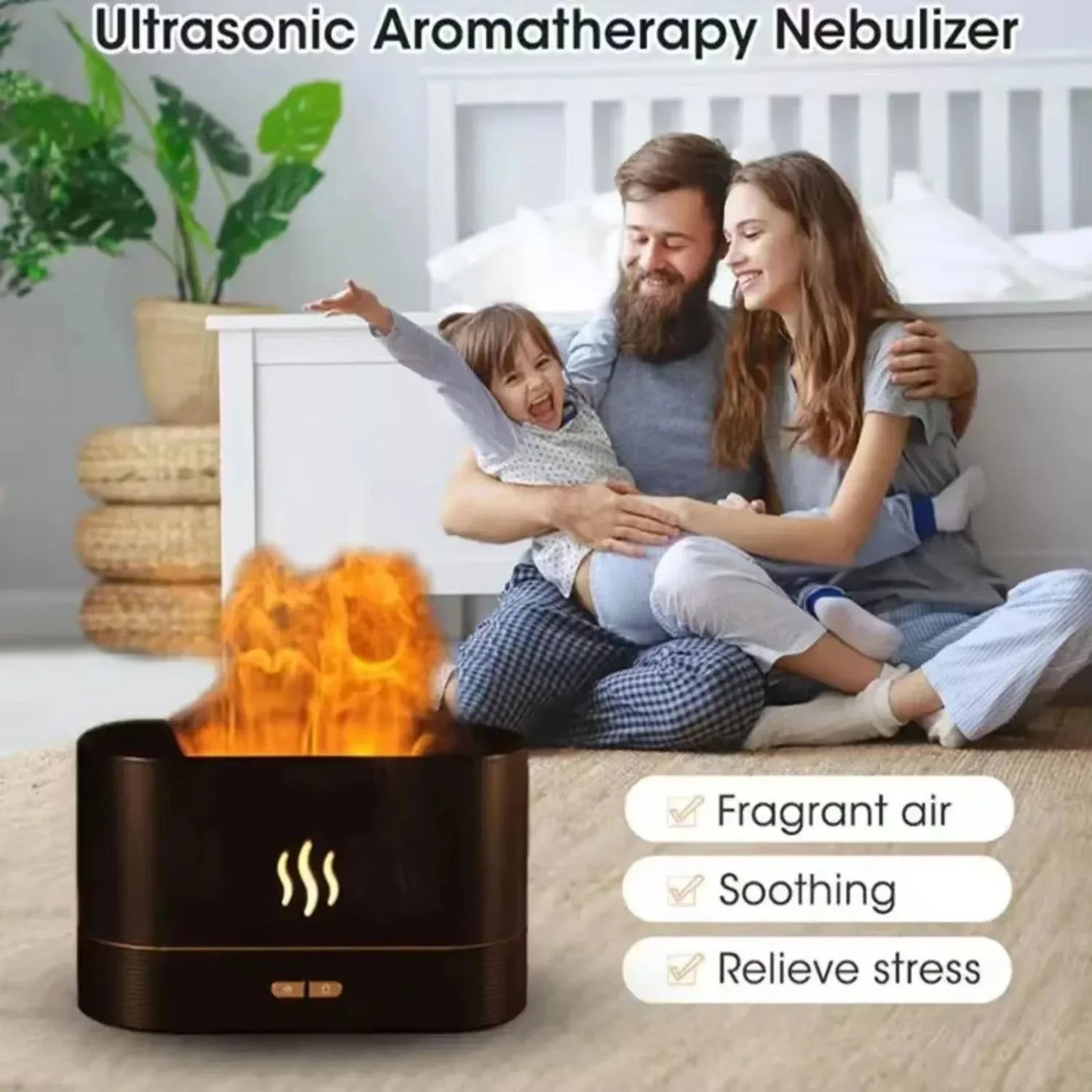 Aroma Humidifier air purifier 3D Simulation Flame Lamp Aroma Diffuser Ultrasonic Mist Humidifier For Home Essential Oil Diffuser