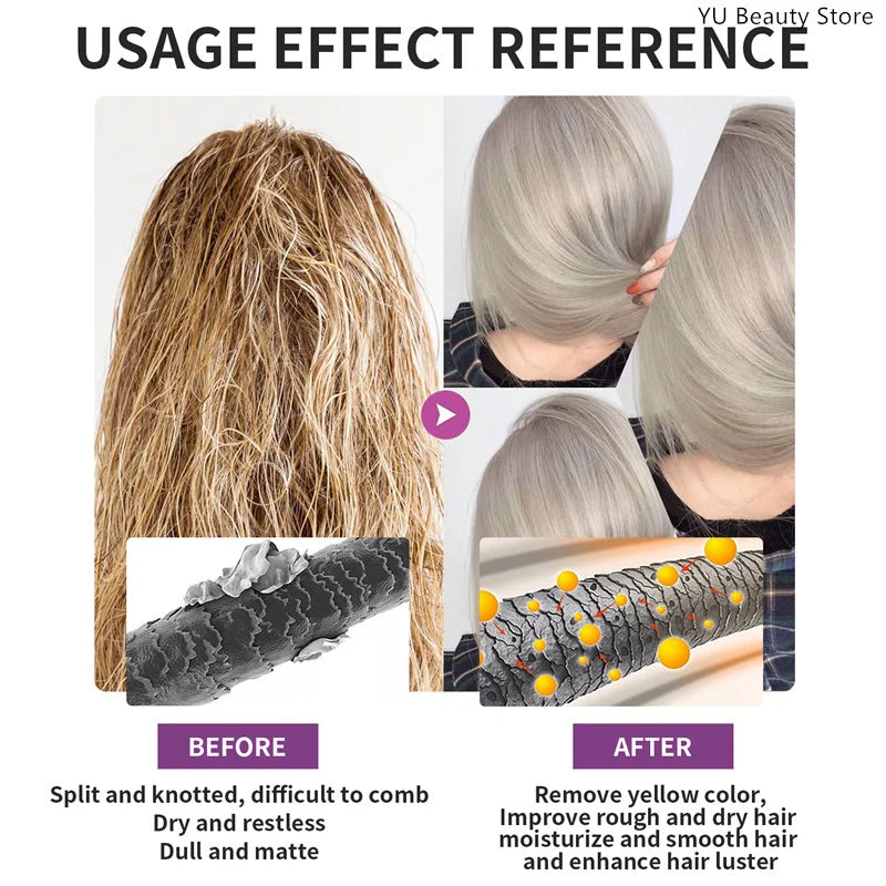 Purple Repair Hair Mask Keratin Deep Nourishing Dry Frizzy Damaged Treatment Collagen Magical 5 Second Soft Shiny Care 200ml