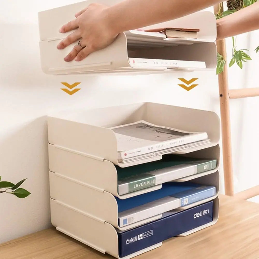 Organizador de escritorio apilable, bandeja para papel, archivador de escritorio para oficina, cartas, libros, documentos, estante para almacenamiento de cosméticos