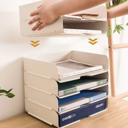 Organizador de escritorio apilable, bandeja para papel, archivador de escritorio para oficina, cartas, libros, documentos, estante para almacenamiento de cosméticos