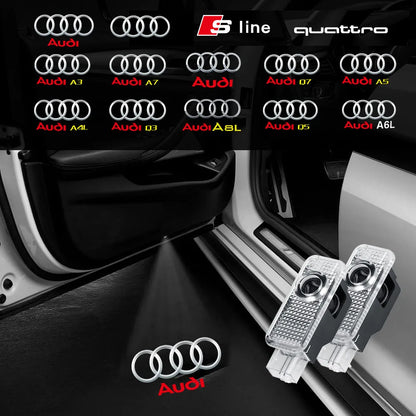 2PCS 3D LED Car Door Welcome Lights Decoration for AUDI SLINE RS S3 S4 S5 S6 QUATTRO A3 Q5 Auto Laser Projector Lamps Accessorie