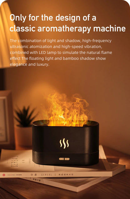 Vissko Aroma Diffuser 180ML Air Humidifier Ultrasonic Aromatherapy Cool Mist Maker Essential Oil Flame Lamp Difusors For Home