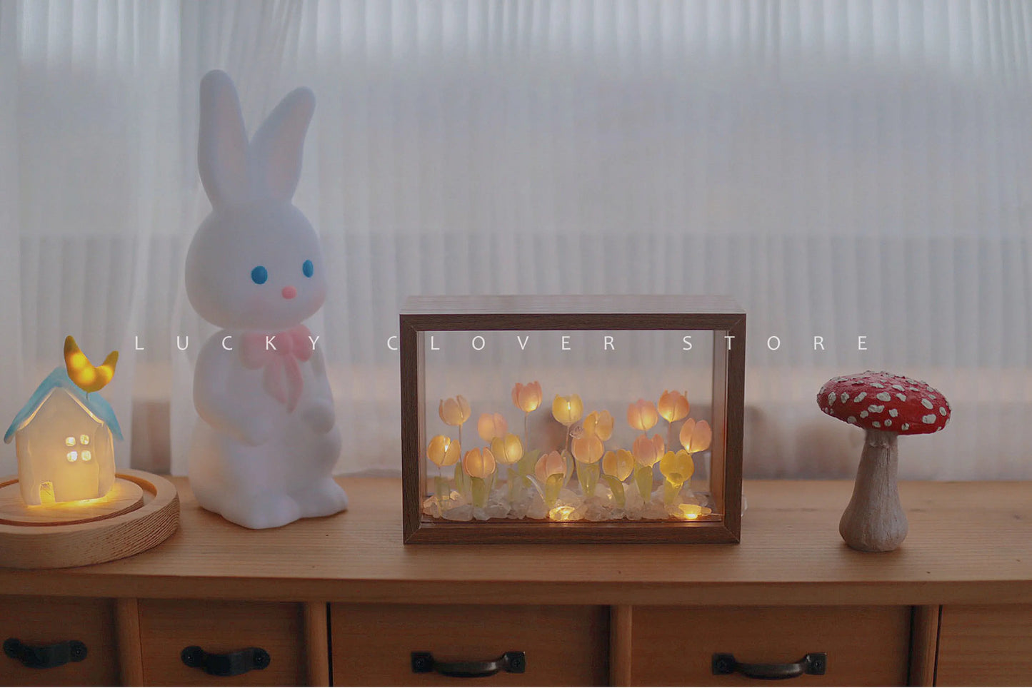 Tulip Nightlight Photo Frame Eternal Flower Home Decor DIY Cute Ornaments Birthday Gift Valentine's Day Surprise Christmas