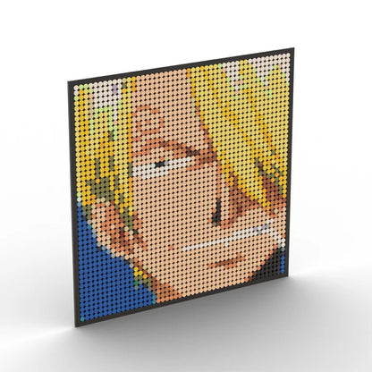 One Piece Anime Figures Luffy Brook Nami Robin Sanji Franky Blocks Brick Pixel Art Decoration Toys Kids Christmas Birthday Gifts