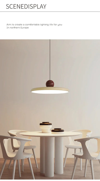 Nordic Medieval Red Flying Disk Pendant Light French Restaurant Denmark Retro Chandeliers LED Vintage Long Line Kitchen Lamp