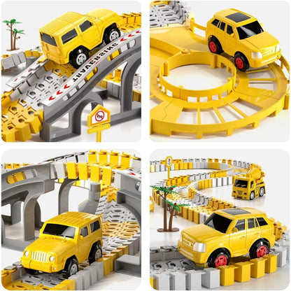 Toddler Boy Toys 239 PCS Race Tracks Toys Gift, 6 PCS Construction Car Toys Gifts , Christmas Birthday Gifts Toys