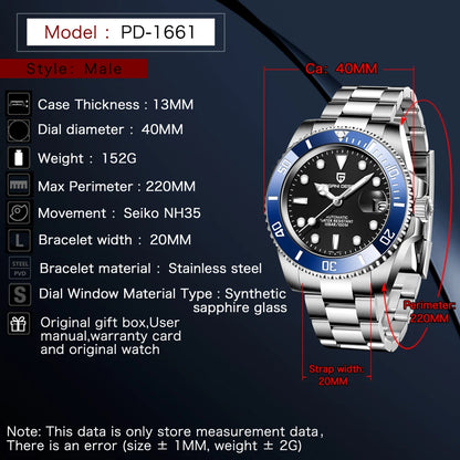 Pagani Design 2024 New NH35 Luxury Men's Automatic Mechanical Watch Top of the line Sapphire Stainless Steel Waterproof Sport 10