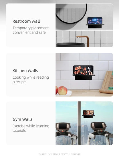ABS Bathroom Shelf Storage Rack Black Shelves Wall Holder Shower Basket Phone Storage Bathroom Organization WB8011