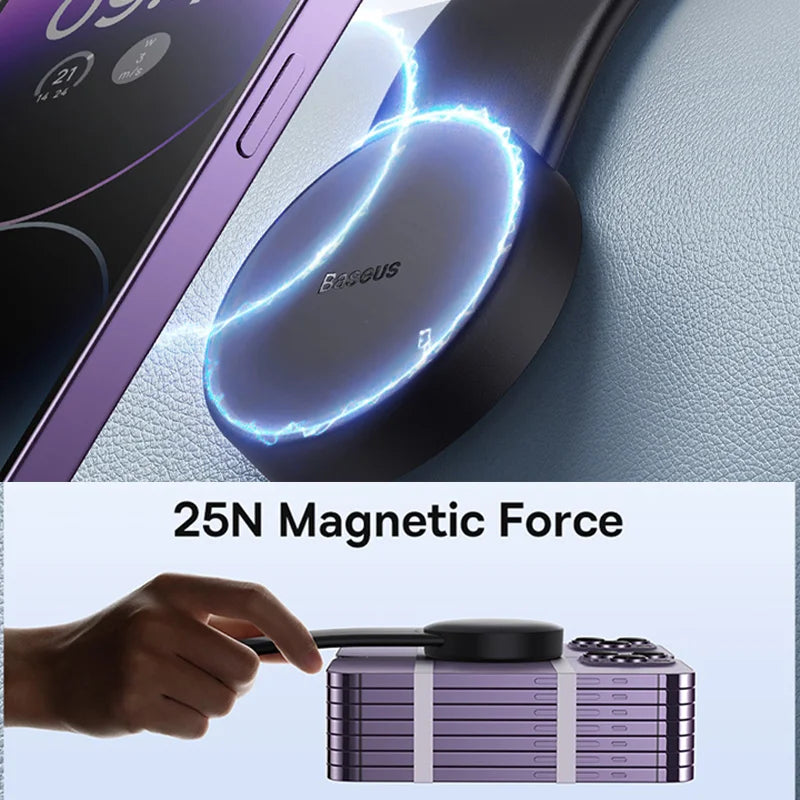 Support magnétique Baseus pour téléphone portable de voiture, support pliable pour iPhone 12 13 14 Pro Max pour Samsung S23