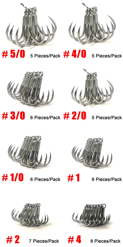 Raptor-Z 6071-4X-HG Treble Fishing Hooks #5/0-#4 Sea Fishing Accessorie Anti-Rust Coating Triple Anchor Hooks For Carp Pesca