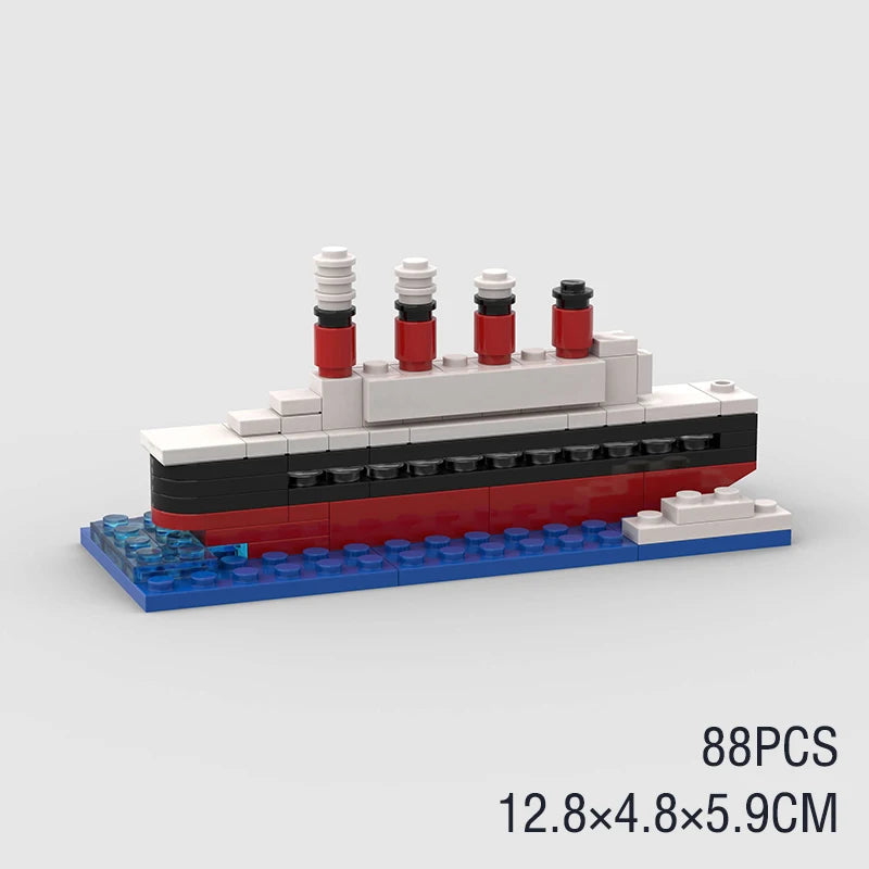 RMS Cruise Sank Titanic Break In Half With Case Model Sets Ship Building Blocks MOC Shipwreck Boat Construction Kid Toys Gifts