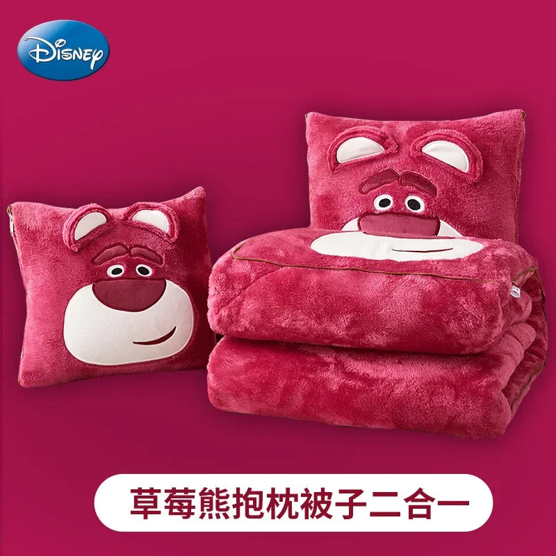 Stitch Disney Throw Pillow Blankets Two In One Kawaii Flannel Pillow Thickened Nap Blanket Living Room Cute Decoration Bedroom