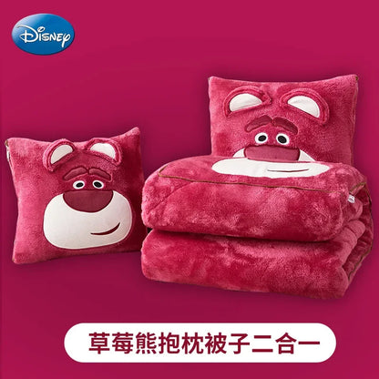 Stitch Disney Throw Pillow Blankets Two In One Kawaii Flannel Pillow Thickened Nap Blanket Living Room Cute Decoration Bedroom