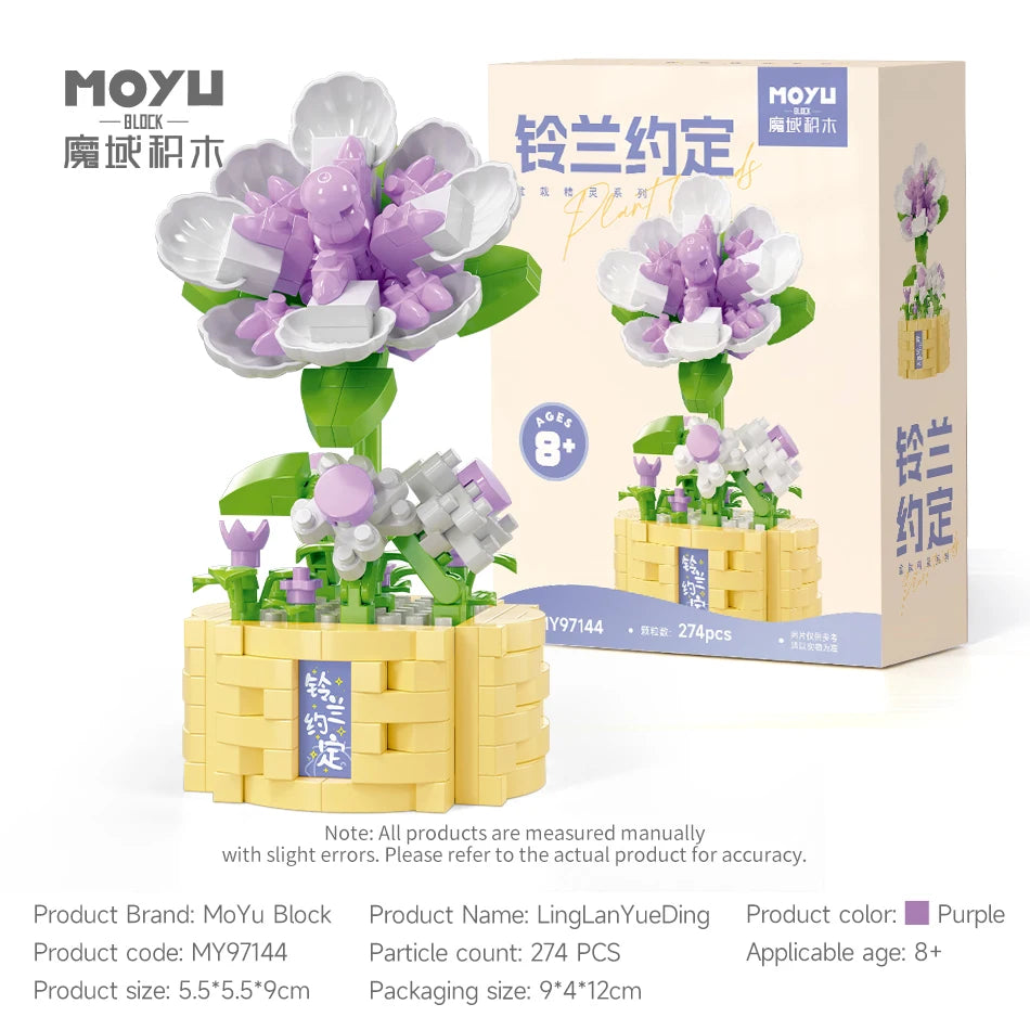 Potted Flower Basket Building Blocks Creative Bonsai Plant Bouquet Model Bricks Diy Home Decoration Kids Toy Girls Holiday Gifts