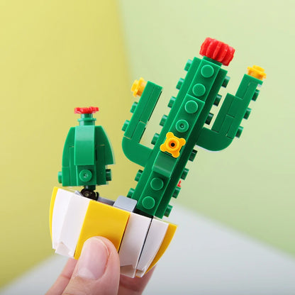 Simulation Succulents Flowers Bricks Plants Bonsai Cactus Aloe Vera DIY Assembled Toy Building Blocks Creative Kids Toys Gift