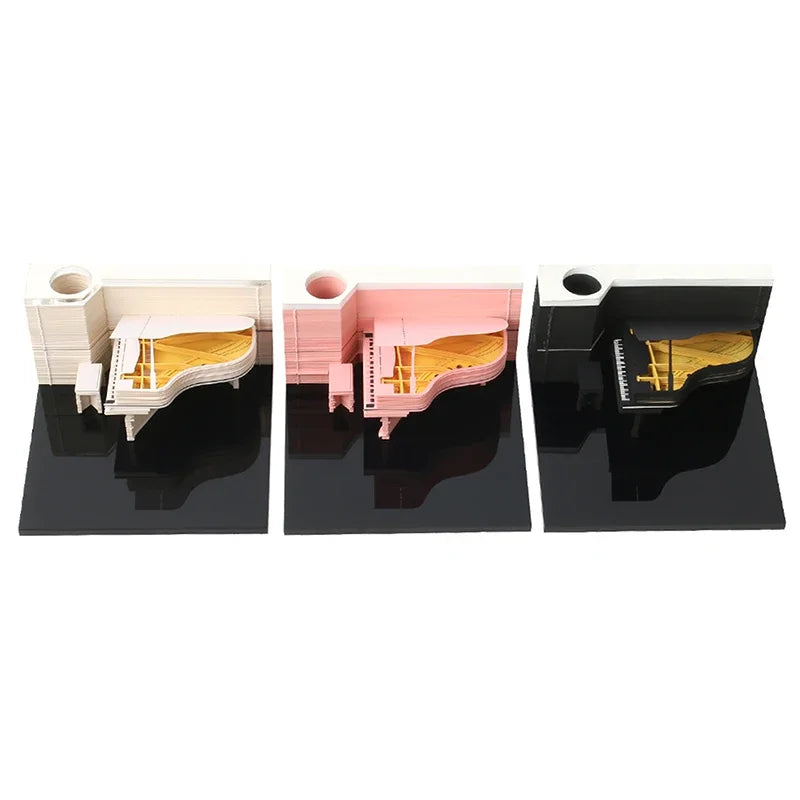 3D Piano Table Calendar Memo Pad Creative Exquisite Handicrafts Souvenirs DIY Desk Decoration New Year Gift for Office School