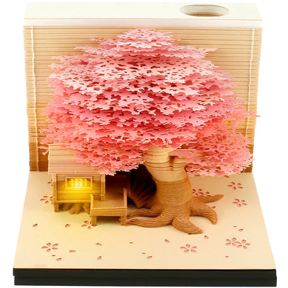 3D Memo Pad Paper Carving Notes 2024 Calendar Memo Pad with LED Light Tear-Away Paper Memo Pad Note Cards Birthday Gift Kids