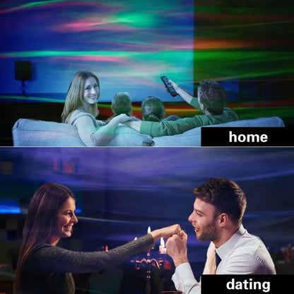 RGB Projection Night Light Wave Projector Light Gradual Water Lamp with Remote Control for Home Room Party Christmas Decor Light