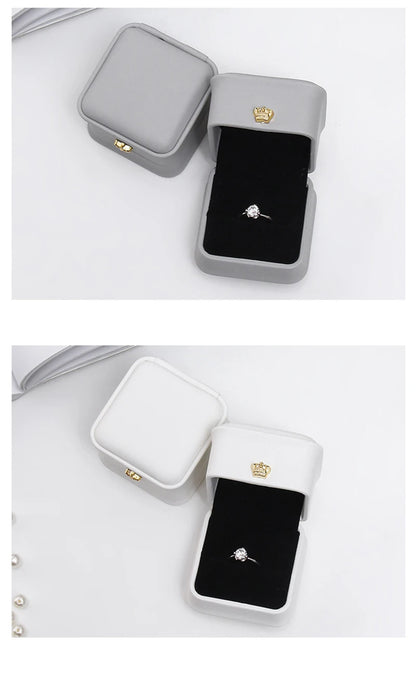 Organizador de regalo con hebilla en forma de corona, 10 unidades, pequeño, portátil, cuadrado, caja de almacenamiento, tela de PU, para joyas, pulseras y collares, venta al por mayor
