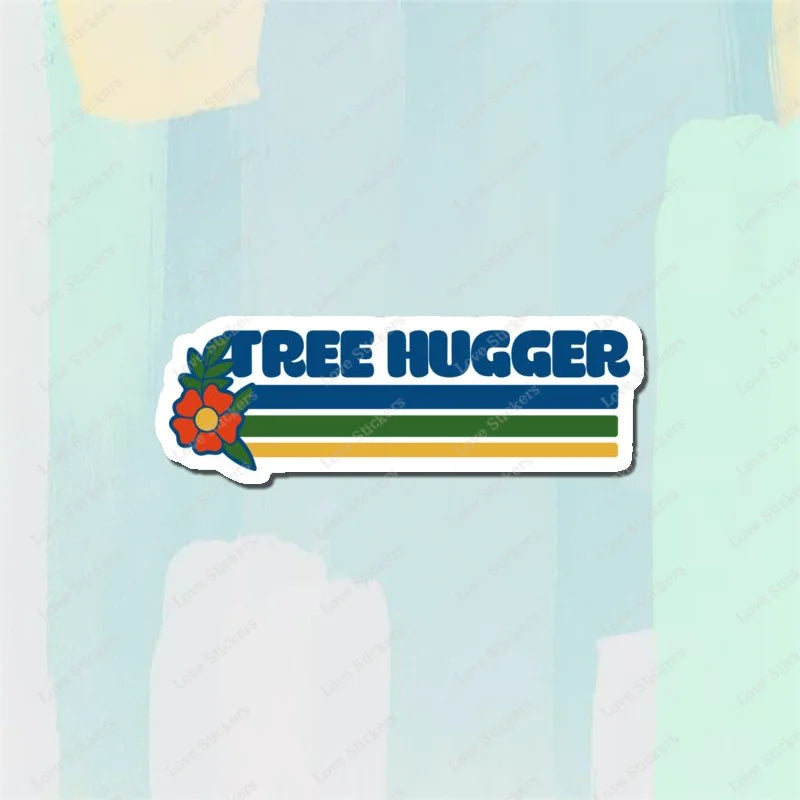 Retro Tree Hugger 5PCS Stickers for Living Room Bumper Anime Cute Kid Car Art Print Window Home Decor