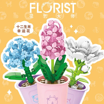Adults Mini Flower Bouquet Particles Building Blocks for Children Girls 6 to 14 Years Old Assembly Bricks Constructor Set Gifts