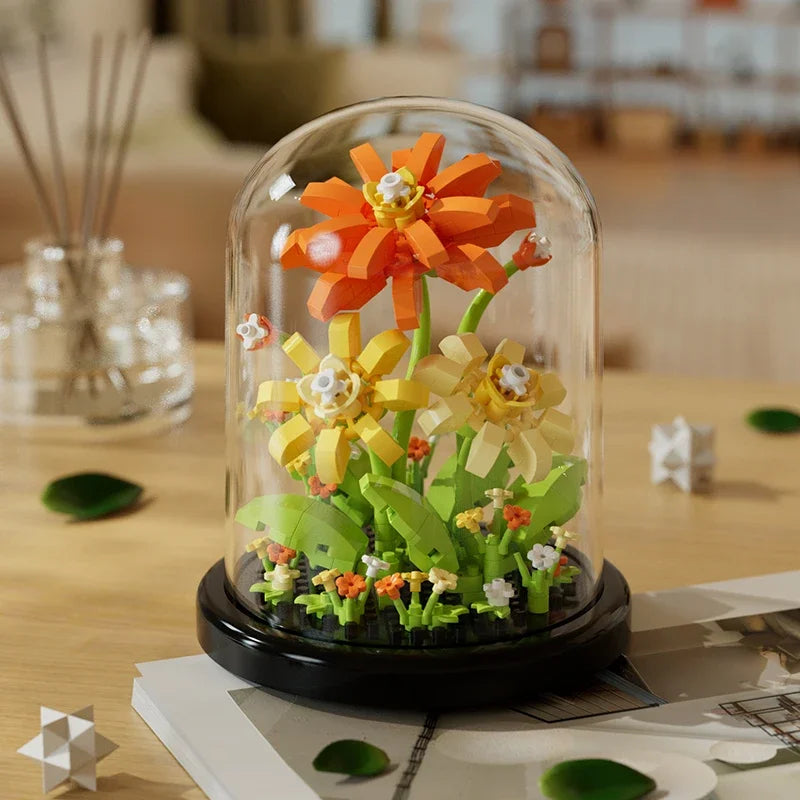 Building block bouquet assembly toy children's puzzle building block toy parent-child interactive desktop decoration
