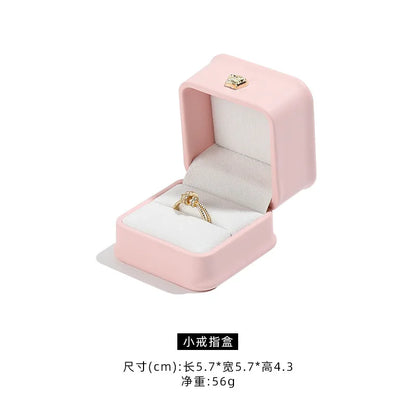 1 boîte à bijoux en cuir pour bague de mariage, pendentif, bracelet, collier, étui de rangement, emballage cadeau, boîte de présentation, vente en gros
