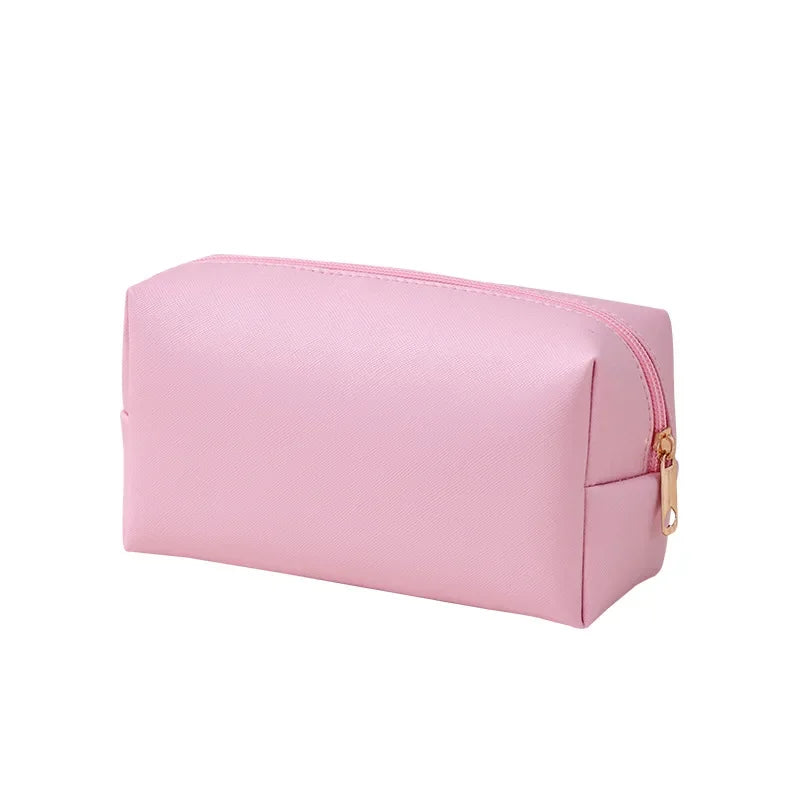 Small Makeup Bag PU Leather Travel Cosmetic Pouch Toiletry Bag for Women Portable Water-Resistant  Personalized Embroidery