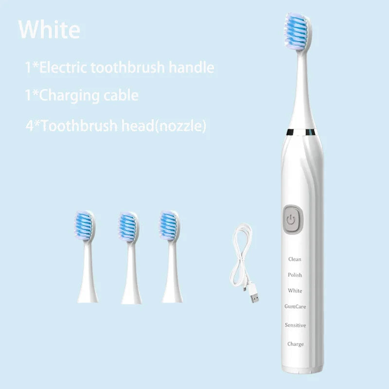Sonic Electric Toothbrush 5 Mode USB Charger Timer Brush Rechargeable Deep Clean Tooth Brushes Replacement Heads Set For Adults